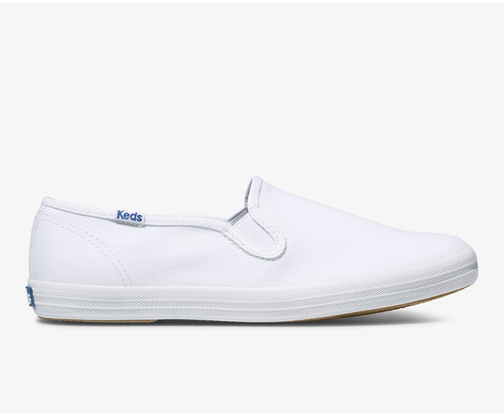 Slip On Γυναικεια - Keds Champion Slip On - Λευκα - QJDXP6549